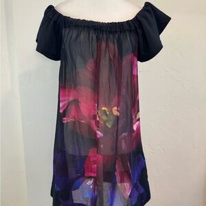 Ted Baker Floral Off-Shoulder Swim Cover Up/Sheer Dress